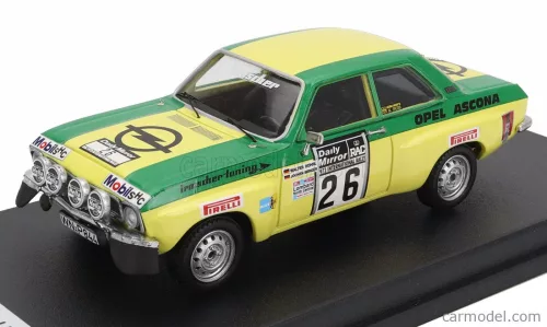 OPEL  ASCONA 1.9 SR (night version) N 26 RALLY RAC LOMBARD 1973 WALTER ROHRL - JOCHEN BERGER  GREEN YELLOW