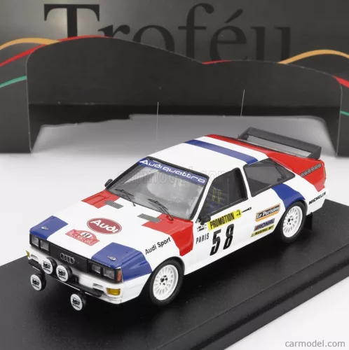 AUDI  QUATTRO (night version) N 58 RALLY MONTECARLO 1983 JACQUES BRIY - JACQUES HENUSET  WHITE BLUE RED