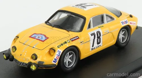 RENAULT  A110 ALPINE N 78 RALLY CRITERIUM DES CEVENNES 1969 B.WOLLEK - M.GRANDRIVE  YELLOW