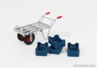 ACCESSORIES  WHEELBARROW WITH 4X ASPARAGUS CRATES  SILVER BLUE
