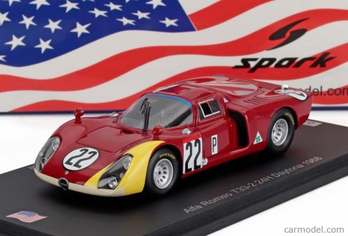 ALFA ROMEO  T33.2 TEAM AUTODELTA SPA N 22 24h DAYTONA 1968 MARIO CASONI - TEODORO ZECCOLI - GIAMPIERO BISCALDI  RED YELLOW