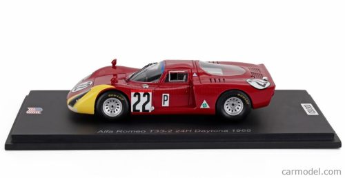 ALFA ROMEO  T33.2 TEAM AUTODELTA SPA N 22 24h DAYTONA 1968 MARIO CASONI - TEODORO ZECCOLI - GIAMPIERO BISCALDI  RED YELLOW