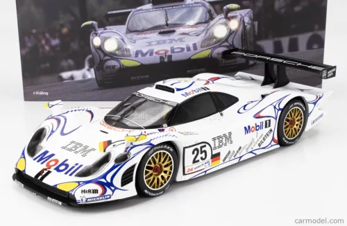 PORSCHE  911 GT1-98 3.2L TURBO TEAM PORSCHE AG MOBIL-1 N 25 2nd 24h LE MANS 1998 UWE ALZEN - JORG MULLER - BOB WOLLEK  WHITE BLUE RED