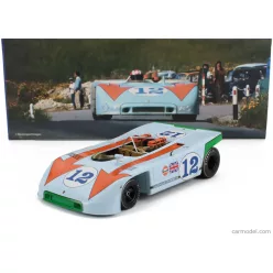   PORSCHE  908/03 SPIDER TEAM JOHN WYER AUTOMOTIVE ENGINEERING GULF N 12 WINNER TARGA FLORIO 1970 JO SIFFERT - BRIAN REDMAN  LIGHT BLUE ORANGE