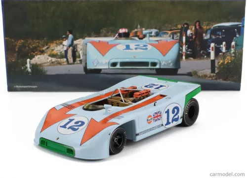 PORSCHE  908/03 SPIDER TEAM JOHN WYER AUTOMOTIVE ENGINEERING GULF N 12 WINNER TARGA FLORIO 1970 JO SIFFERT - BRIAN REDMAN  LIGHT BLUE ORANGE