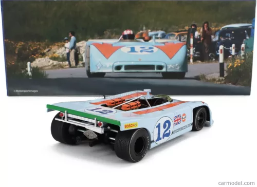 PORSCHE  908/03 SPIDER TEAM JOHN WYER AUTOMOTIVE ENGINEERING GULF N 12 WINNER TARGA FLORIO 1970 JO SIFFERT - BRIAN REDMAN  LIGHT BLUE ORANGE