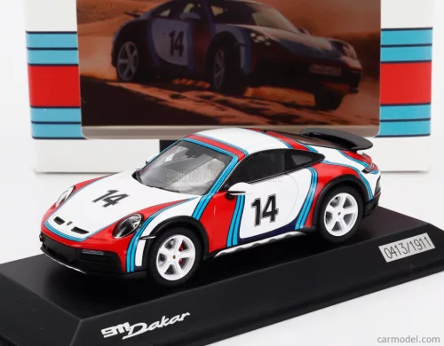 PORSCHE  911 992 DAKAR COUPE N 14 MARTINI RACING LIVERY 2023  WHITE RED BLUE