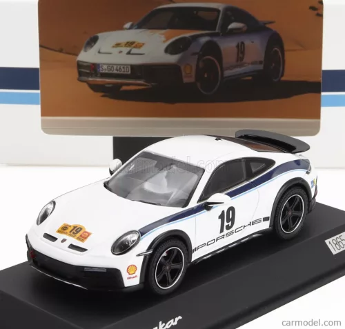 PORSCHE  911 992 COUPE N 19 RALLY DAKAR DESIGN 2022  WHITE BLUE