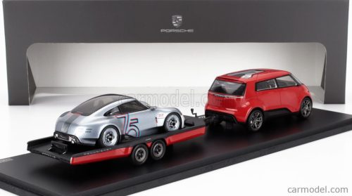 PORSCHE  SET 2X VISION RACING SERVICE VAN + 357 2023 - 75th ANNIVERSARY PORSCHE SPORTS CAR 1948-2023  RED