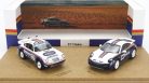 PORSCHE  SET 2X 911 953 ROTHMANS N 176 WINNER RALLY DAKAR 1984 RENE METGE - DOMINIQUE LEMOYNE + 911 992 N 953 ROUGHROADS RALLY DAKAR 2023  WHITE BLUE RED