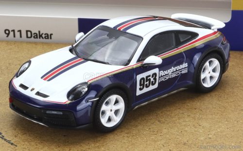 PORSCHE  SET 2X 911 953 ROTHMANS N 176 WINNER RALLY DAKAR 1984 RENE METGE - DOMINIQUE LEMOYNE + 911 992 N 953 ROUGHROADS RALLY DAKAR 2023  WHITE BLUE RED