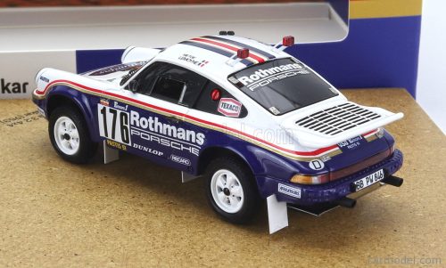 PORSCHE  SET 2X 911 953 ROTHMANS N 176 WINNER RALLY DAKAR 1984 RENE METGE - DOMINIQUE LEMOYNE + 911 992 N 953 ROUGHROADS RALLY DAKAR 2023  WHITE BLUE RED