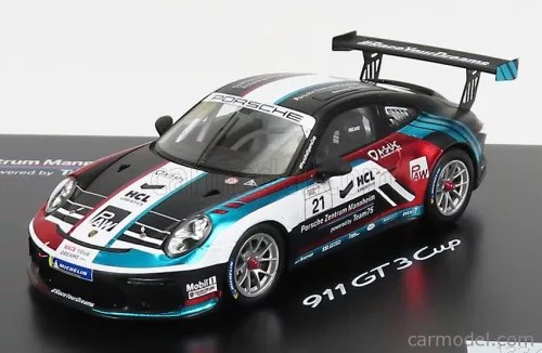 PORSCHE  SET 2X PORSCHE ZENTRUM MANNHEIM 718 CAYMAN GT4 CLUBSPORT TEAM 75 N 20 2021 - 911 991 GT3 CUP TEAM 75 N 21 COUPE 2021  BLACK WHITE BLUE RED