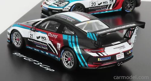PORSCHE  SET 2X PORSCHE ZENTRUM MANNHEIM 718 CAYMAN GT4 CLUBSPORT TEAM 75 N 20 2021 - 911 991 GT3 CUP TEAM 75 N 21 COUPE 2021  BLACK WHITE BLUE RED