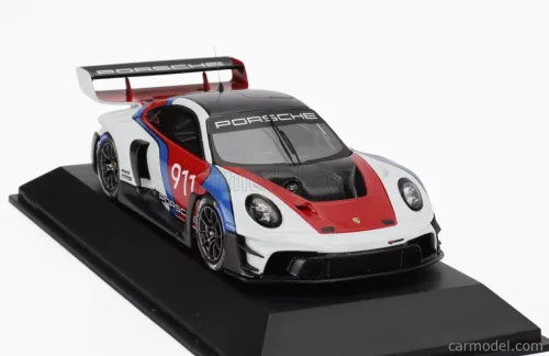 PORSCHE  911 992 GT3 R N 911 RACING COUPE 2023  WHITE BLUE RED