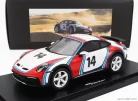 PORSCHE  911 992 COUPE MARTINI RACING LIVERY N 14 RALLY DAKAR 2023 - CON VETRINA - WITH SHOWCASE  WHITE BLUE RED