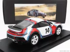 PORSCHE  911 992 COUPE MARTINI RACING LIVERY N 14 RALLY DAKAR 2023 - CON VETRINA - WITH SHOWCASE  WHITE BLUE RED