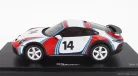 PORSCHE  911 992 COUPE MARTINI RACING LIVERY N 14 RALLY DAKAR 2023 - CON VETRINA - WITH SHOWCASE  WHITE BLUE RED