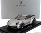 PORSCHE  911 992 TURBO COUPE 2023 - FIRST TURBO REMASTERED - CON VETRINA - WITH SHOWCASE  SILVER