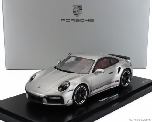 PORSCHE  911 992 TURBO COUPE 2023 - FIRST TURBO REMASTERED - CON VETRINA - WITH SHOWCASE  SILVER