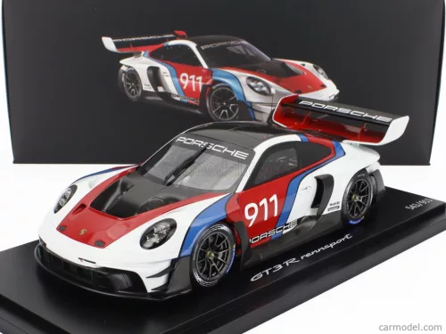 PORSCHE  911 992 GT3 R N 911 RACING COUPE 2021 - CON VETRINA - WITH SHOWCASE  WHITE BLUE RED