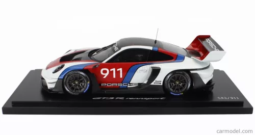 PORSCHE  911 992 GT3 R N 911 RACING COUPE 2021 - CON VETRINA - WITH SHOWCASE  WHITE BLUE RED