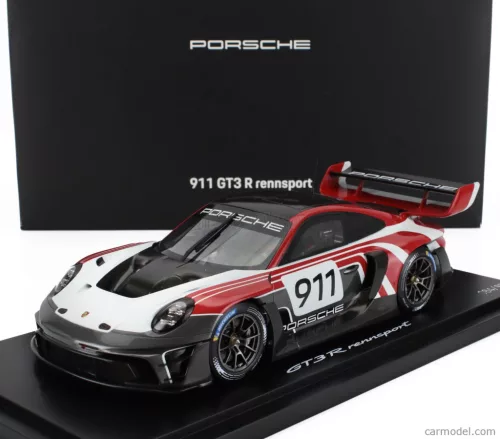 PORSCHE  911 992 GT3 R N 911 RACING FLACHT DESIGN COUPE 2021 - CON VETRINA - WITH SHOWCASE  WHITE GREY RED