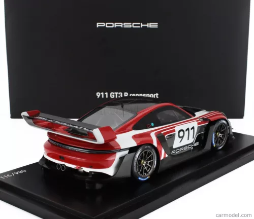 PORSCHE  911 992 GT3 R N 911 RACING FLACHT DESIGN COUPE 2021 - CON VETRINA - WITH SHOWCASE  WHITE GREY RED