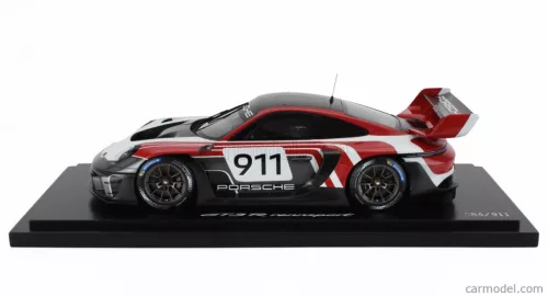 PORSCHE  911 992 GT3 R N 911 RACING FLACHT DESIGN COUPE 2021 - CON VETRINA - WITH SHOWCASE  WHITE GREY RED