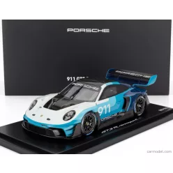   PORSCHE  911 992 GT3 R N 911 RACING SPEED ICON DESIGN COUPE 2023 - CON VETRINA - WITH SHOWCASE  2 TONE BLUE WHITE
