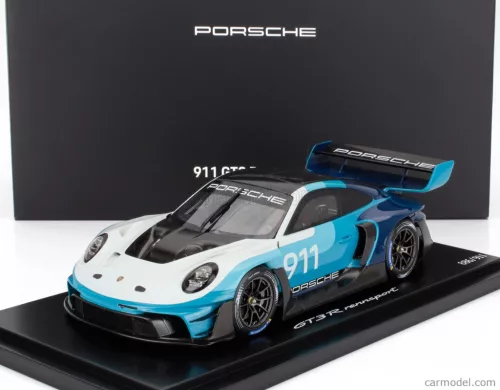 PORSCHE  911 992 GT3 R N 911 RACING SPEED ICON DESIGN COUPE 2023 - CON VETRINA - WITH SHOWCASE  2 TONE BLUE WHITE