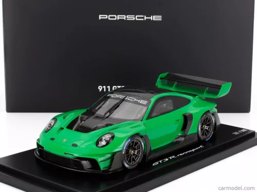 PORSCHE  911 992 GT3 R N 0 RACING COUPE 2023 - CON VETRINA - WITH SHOWCASE  GREEN BLACK