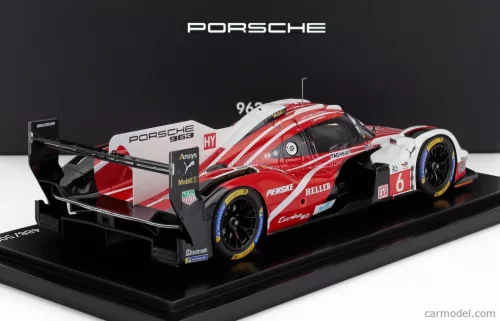 PORSCHE  963 9RD 4.6L TURBO V8 TEAM PORSCHE PENSKE MOTORSPORT N 6 4th 24h LE MANS (POLE POSITION) 2024 KEVIN ESTRE - ANDRE LOTTERER - LAURENS VANTHOOR - CON VETRINA - WITH SHOWCASE  RED WHITE BLACK