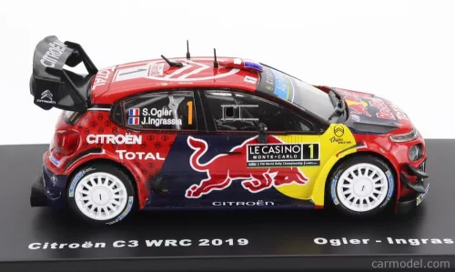 CITROEN  C3 WRC TEAM TOTAL WRT N 1 WINNER RALLY MONTECARLO 2019 S.OGIER - J.INGRASSIA  RED BLUE YELLOW