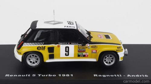 RENAULT  R5 TURBO N 9 WINNER RALLY MONTECARLO 1981 J.RAGNOTTI - J.M.ANDRIE  YELLOW WHITE BLACK