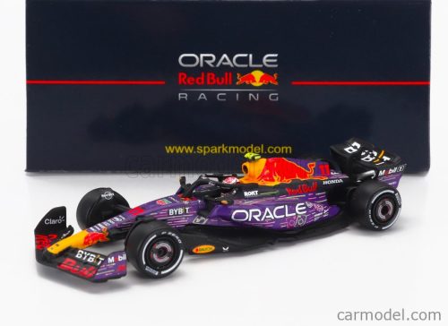 RED BULL  F1  RB19 TEAM ORACLE RED BULL RACING N 11 3rd LAS VEGAS USA GP 2023 SERGIO PEREZ  PURPLE YELLOW RED