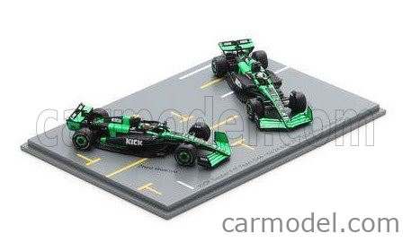 SAUBER  SET F1  2X C44 TEAM STAKE KICK N 77 ABU DHABI GP 2024 VALTTERI BOTTAS + N 24 ABU DHABI GP 2024 ZHOU GUANYU  GREEN BLACK