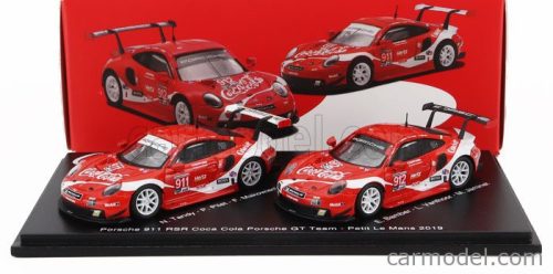 PORSCHE  911 991 RSR TEAM PORSCHE GT COCA-COLA N 911 PETIT LE MANS 2019 P.PILET - N.TANDY - F.MAKOWIECKI + N 912 PETIT LE MANS 2018 E.BAMBER - L.VANTHOOR - M.JAMINET  RED WHITE