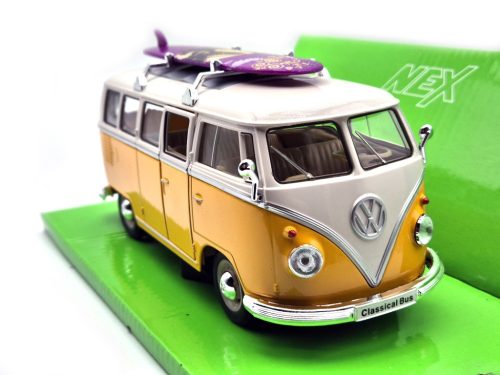 Volkswagen VW T1 transporter Classic Bus szörf 1962 1:24 1/24 Welly modellautó