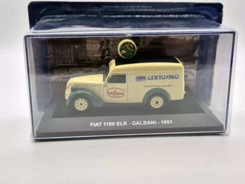 Fiat 1100 ELR van Galbani year 1951 light yellow / green 1:43 Altaya