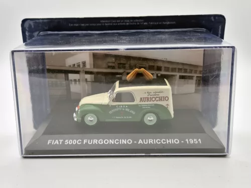 Fiat 500C van Auricchio year 1951 cream white / green 1:43 Altaya