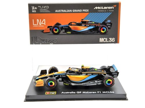 McLaren F1 MCL36 #4 (2022) Australian GP - Lando Norris - PILÓTÁVAL -  Bburago - 1:43