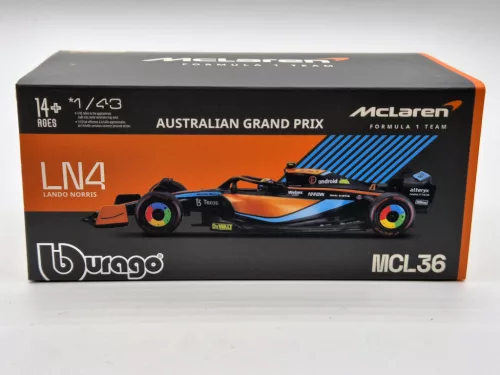 McLaren F1 MCL36 #4 (2022) Australian GP - Lando Norris - PILÓTÁVAL -  Bburago - 1:43
