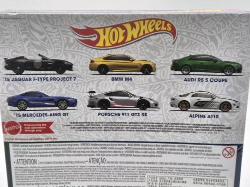 Hot Wheels 6 darabos szett - Jaguar F-Type Project 7 / BMW M4 / Audi RS 5 Coupe / Mercedes AMG GT / Porsche 911 GT3 RS / Alpine A110 -  Hotwheels - 1:64