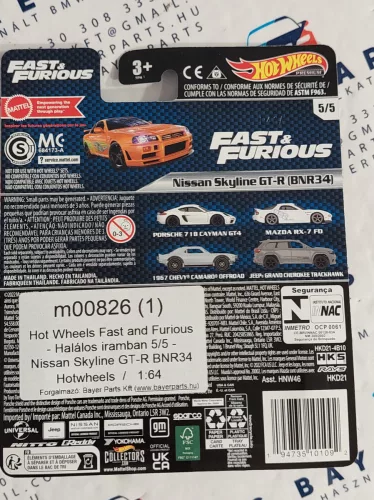 Hot Wheels Fast and Furious - Halálos iramban 5/5 - Nissan Skyline GT-R BNR34 -  Hotwheels - 1:64