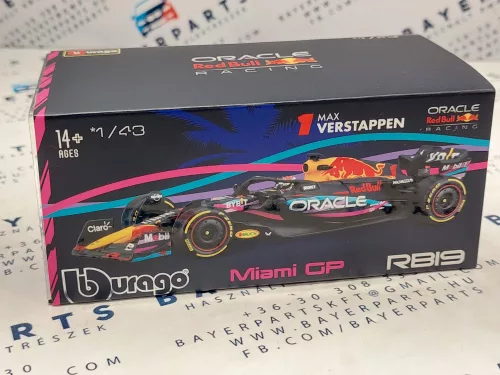 Red Bull RB19 Team Oracle F1 #1 (2023) - Miami GP - Max Verstappen - PILÓTÁVAL -  Bburago - 1:43
