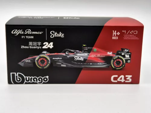Alfa Romeo C43 Team Stake F1 #24 (2023) - Guanyu Zhou - PILÓTÁVAL -  Bburago - 1:43