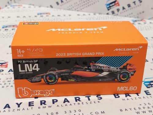 McLaren MCL60 F1 #4 (2023) - British GP 2nd - Lando Norris - PILÓTÁVAL -  BBurago - 1:43