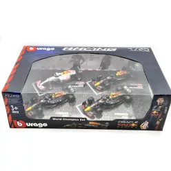   Red Bull F1 szett - 2023 RB19 Max Verstappen - 2023 RB19 Sergio Perez (Miami) - 2022 RB18 Max Verstappen - 2021 RB16B Max Verstappen (Turkish GP) -  Bburago -1:43