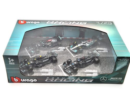 Mercedes GP F1 szett - 2023 W14 Lewis Hamilton - 2023 W14 George Russel - 2022 W13 Lewis Hamilton - 2021 W12 Lewis Hamilton -  Bburago -1:43
